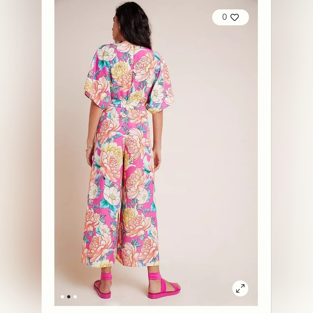 Farm Rio Eulalie Wide Leg Floral Jumpsuit For Anthropologie Size Small - Picture 2 of 7